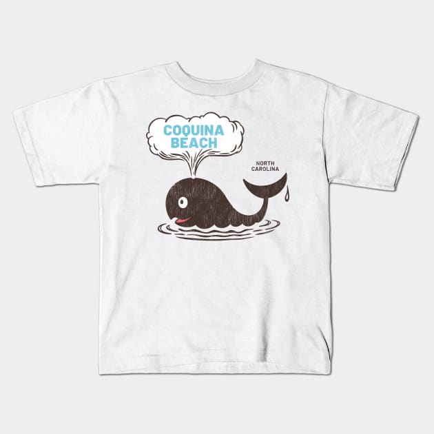 Coquina Beach, NC Summertime Vacationing Whale Spout Kids T-Shirt by Contentarama
